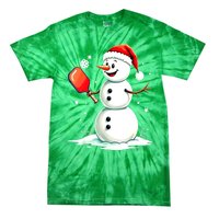 Christmas Pickleball Player Funny Pickleball Snowman Xmas Gift Tie-Dye T-Shirt