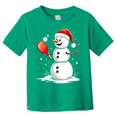 Christmas Pickleball Player Funny Pickleball Snowman Xmas Gift Toddler T-Shirt