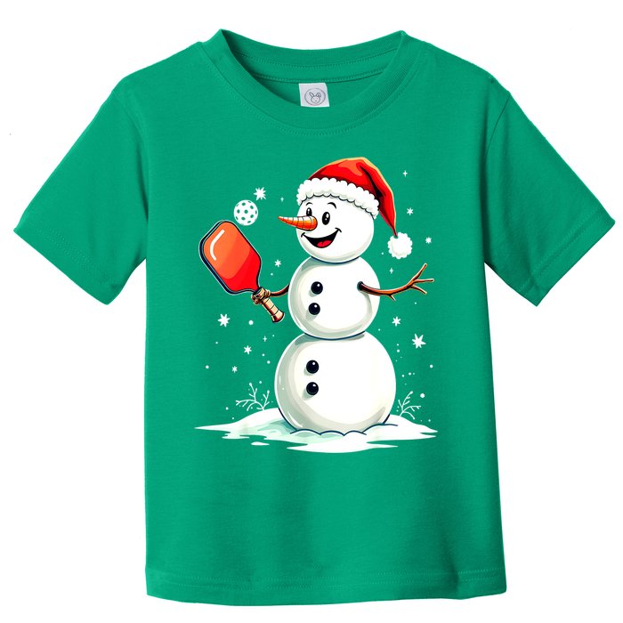Christmas Pickleball Player Funny Pickleball Snowman Xmas Gift Toddler T-Shirt