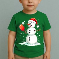 Christmas Pickleball Player Funny Pickleball Snowman Xmas Gift Toddler T-Shirt