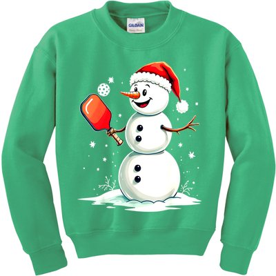 Christmas Pickleball Player Funny Pickleball Snowman Xmas Gift Kids Sweatshirt