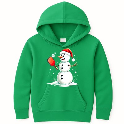 Christmas Pickleball Player Funny Pickleball Snowman Xmas Gift Kids Hoodie