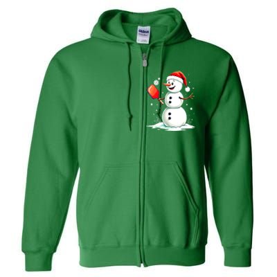 Christmas Pickleball Player Funny Pickleball Snowman Xmas Gift Full Zip Hoodie