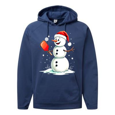 Christmas Pickleball Player Funny Pickleball Snowman Xmas Gift Performance Fleece Hoodie