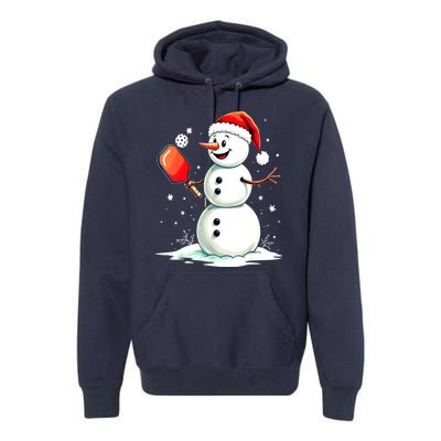 Christmas Pickleball Player Funny Pickleball Snowman Xmas Gift Premium Hoodie