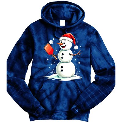 Christmas Pickleball Player Funny Pickleball Snowman Xmas Gift Tie Dye Hoodie