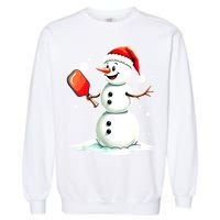 Christmas Pickleball Player Funny Pickleball Snowman Xmas Gift Garment-Dyed Sweatshirt