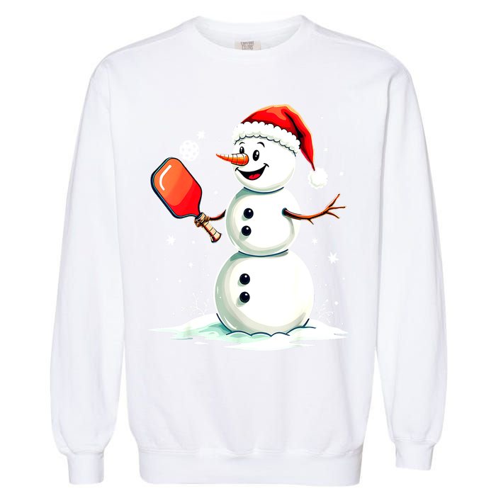 Christmas Pickleball Player Funny Pickleball Snowman Xmas Gift Garment-Dyed Sweatshirt