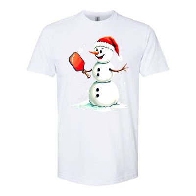 Christmas Pickleball Player Funny Pickleball Snowman Xmas Gift Softstyle CVC T-Shirt