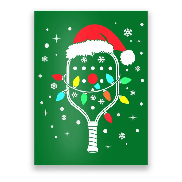 Christmas Pickleball Player Xmas Lights Santa Hat Pickleball Gift Poster