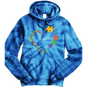 Colorful Puzzle Pieces Autism Awareness Autism Heart Gift Tie Dye Hoodie