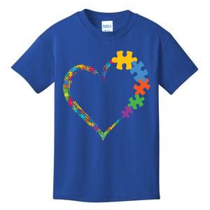 Colorful Puzzle Pieces Autism Awareness Autism Heart Gift Kids T-Shirt