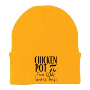 Chicken Pot Pie Funny Math Pun Chicken Pot Pi Day Gift Knit Cap Winter Beanie