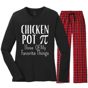 Chicken Pot Pie Funny Math Pun Chicken Pot Pi Day Gift Women's Long Sleeve Flannel Pajama Set 