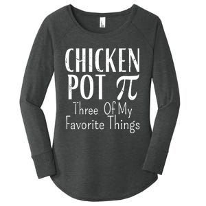 Chicken Pot Pie Funny Math Pun Chicken Pot Pi Day Gift Women's Perfect Tri Tunic Long Sleeve Shirt