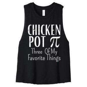 Chicken Pot Pie Funny Math Pun Chicken Pot Pi Day Gift Women's Racerback Cropped Tank