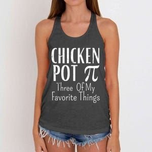 Chicken Pot Pie Funny Math Pun Chicken Pot Pi Day Gift Women's Knotted Racerback Tank