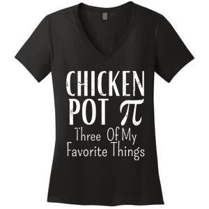 Chicken Pot Pie Funny Math Pun Chicken Pot Pi Day Gift Women's V-Neck T-Shirt