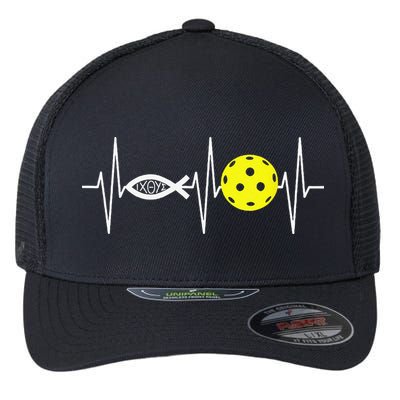 Christian Pickleball Player Ichthys Jesus Fish Symbol Flexfit Unipanel Trucker Cap