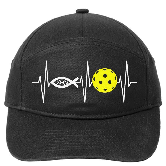 Christian Pickleball Player Ichthys Jesus Fish Symbol 7-Panel Snapback Hat