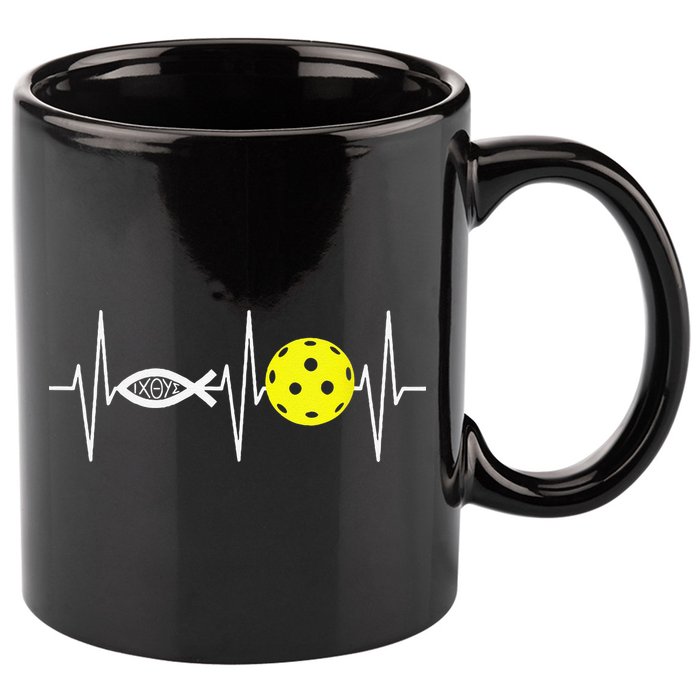 Christian Pickleball Player Ichthys Jesus Fish Symbol 11oz C Handle Ceramic Mug