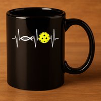 Christian Pickleball Player Ichthys Jesus Fish Symbol 11oz C Handle Ceramic Mug