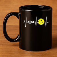 Christian Pickleball Player Ichthys Jesus Fish Symbol 11oz C Handle Ceramic Mug