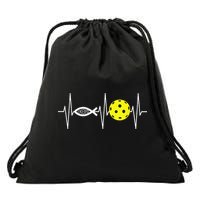 Christian Pickleball Player Ichthys Jesus Fish Symbol Drawstring Bag