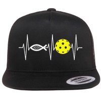 Christian Pickleball Player Ichthys Jesus Fish Symbol Flat Bill Trucker Hat