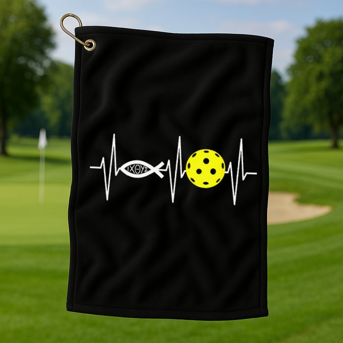 Christian Pickleball Player Ichthys Jesus Fish Symbol Golf Towel