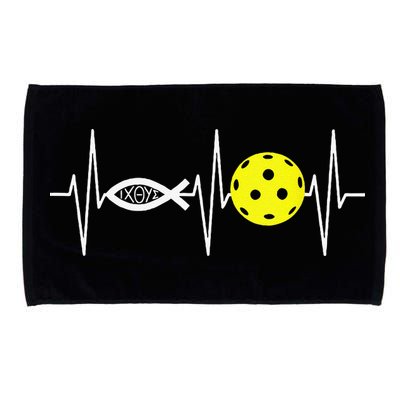 Christian Pickleball Player Ichthys Jesus Fish Symbol Microfiber Hand Towel