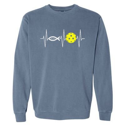 Christian Pickleball Player Ichthys Jesus Fish Symbol Garment-Dyed Sweatshirt