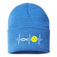 Christian Pickleball Player Ichthys Jesus Fish Symbol Sustainable Knit Beanie