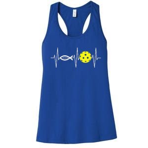 Christian Pickleball Player Ichthys Jesus Fish Symbol Women's Racerback Tank