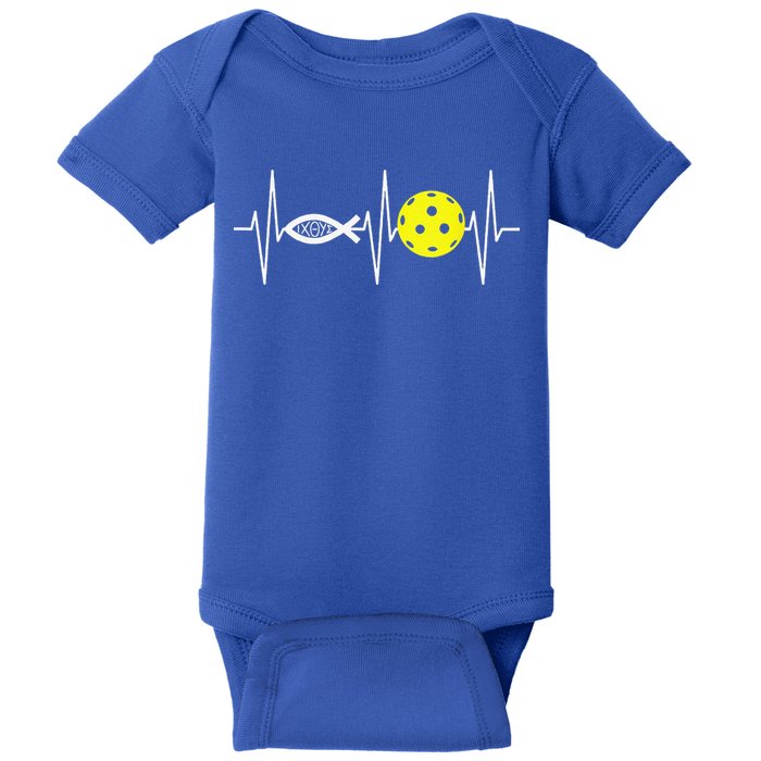 Christian Pickleball Player Ichthys Jesus Fish Symbol Baby Bodysuit