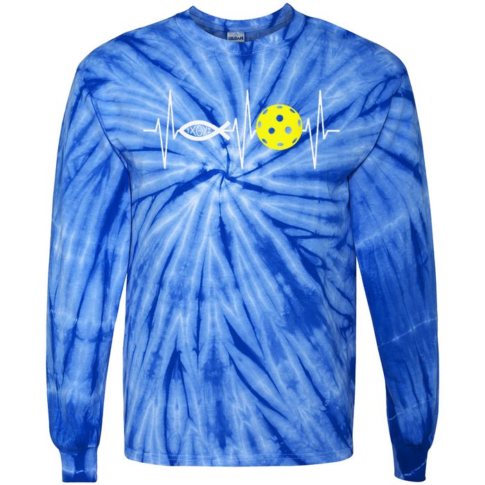 Christian Pickleball Player Ichthys Jesus Fish Symbol Tie-Dye Long Sleeve Shirt