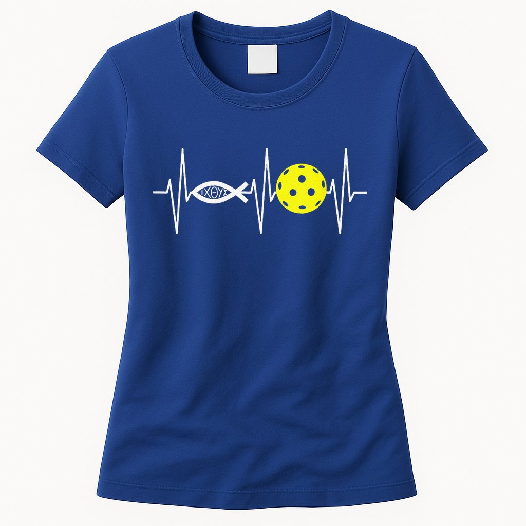 Christian Pickleball Player Ichthys Jesus Fish Symbol Womens T-Shirt