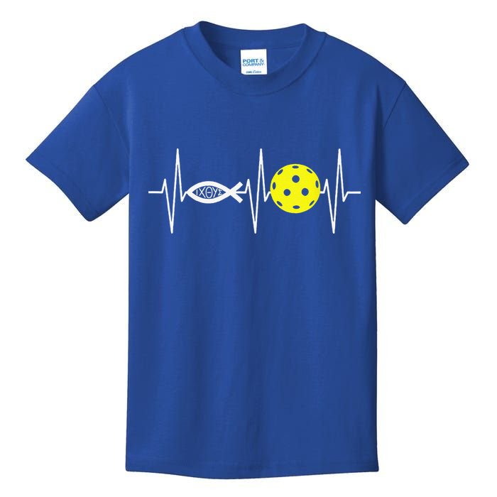 Christian Pickleball Player Ichthys Jesus Fish Symbol Kids T-Shirt