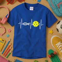Christian Pickleball Player Ichthys Jesus Fish Symbol Kids T-Shirt