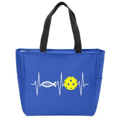 Christian Pickleball Player Ichthys Jesus Fish Symbol Zip Tote Bag