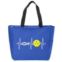 Christian Pickleball Player Ichthys Jesus Fish Symbol Zip Tote Bag