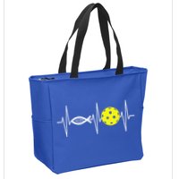 Christian Pickleball Player Ichthys Jesus Fish Symbol Zip Tote Bag