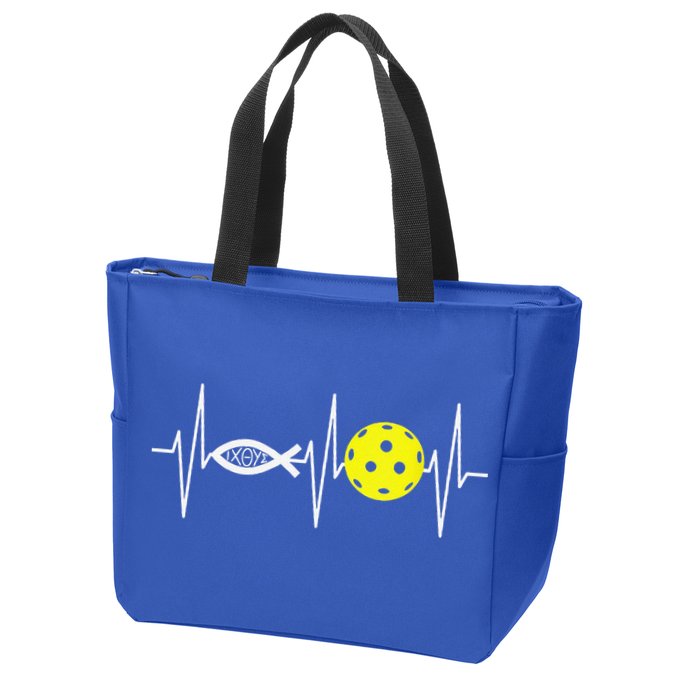 Christian Pickleball Player Ichthys Jesus Fish Symbol Zip Tote Bag