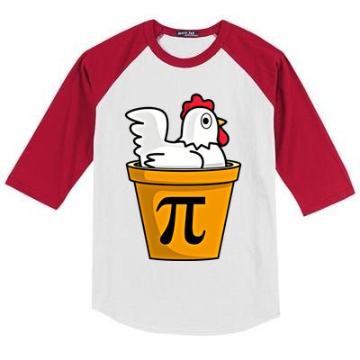 Chicken Pot Pie Funny Math Pun Chicken Pot Pie Gift Kids Colorblock Raglan Jersey