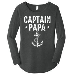 Captain Papa Pontoon Gift Lake Sailor Fishing Boating Women's Perfect Tri Tunic Long Sleeve Shirt