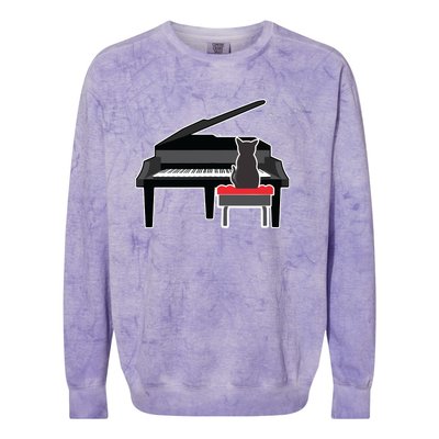 Cat Playing Piano Music Lover Funny Colorblast Crewneck Sweatshirt