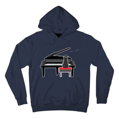 Cat Playing Piano Music Lover Funny Tall Hoodie