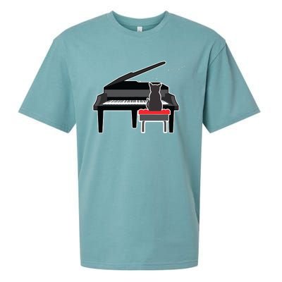 Cat Playing Piano Music Lover Funny Sueded Cloud Jersey T-Shirt