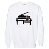 Cat Playing Piano Music Lover Funny Garment-Dyed Sweatshirt