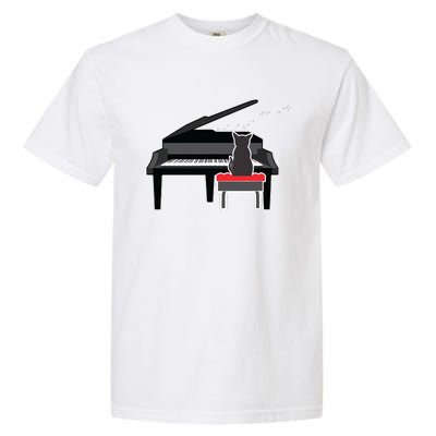 Cat Playing Piano Music Lover Funny Garment-Dyed Heavyweight T-Shirt